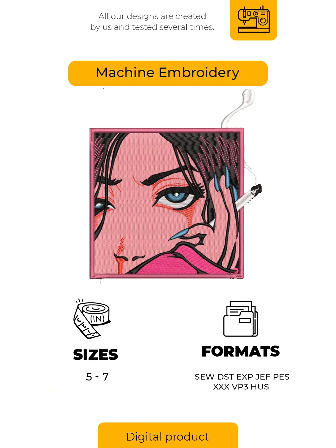 Sad Pop Art Girl Embroidery Design – Crying Comic Girl Machine Embroidery File