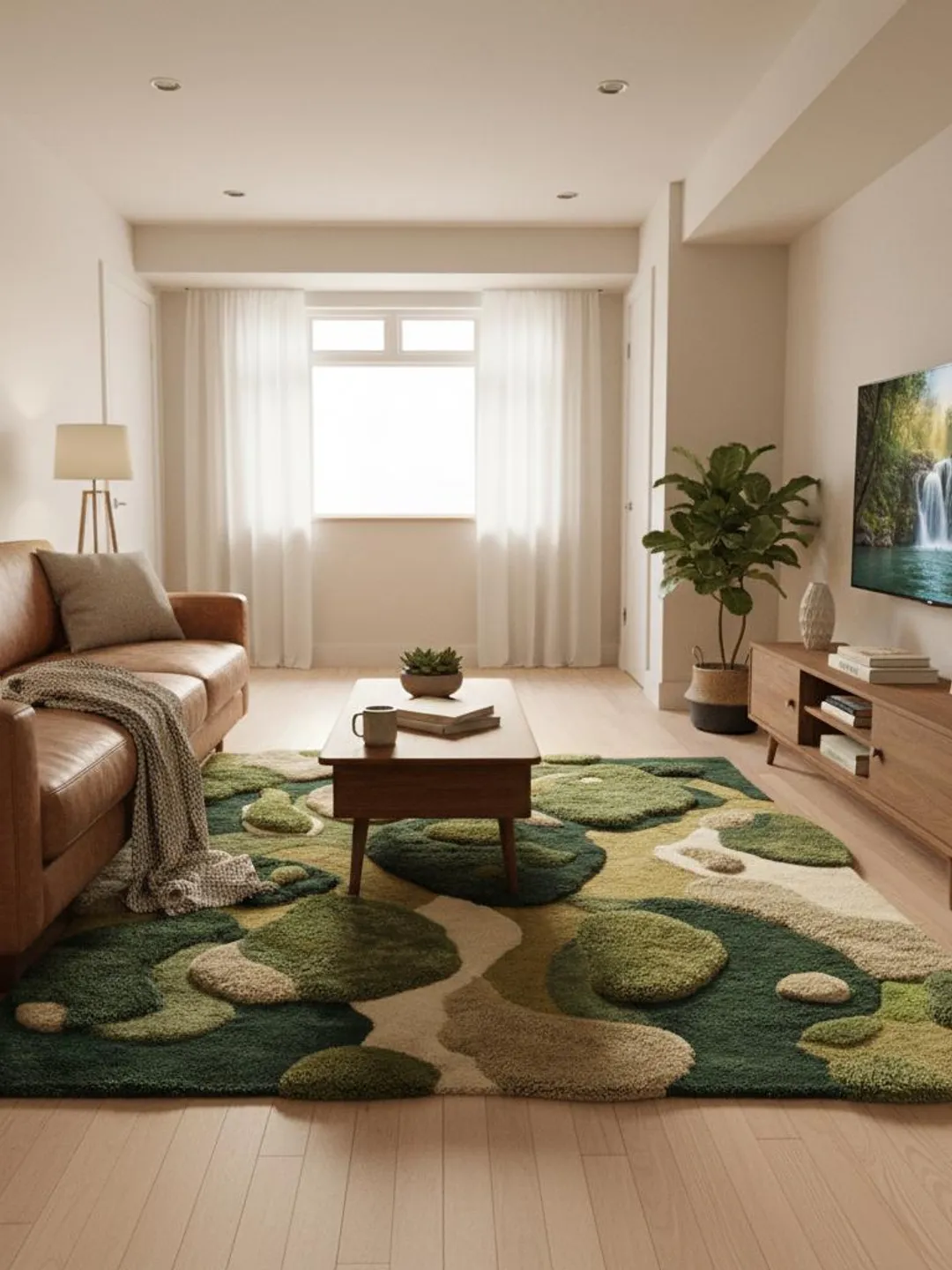 Moss Green Rug, Abstract Hand Tufted Area Rug, Modern Organic Plush Rug ...