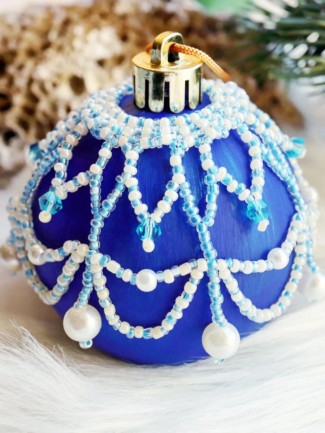 Beaded Christmas Bauble Cover Pattern, Victorian Ornament (PDF Pattern)