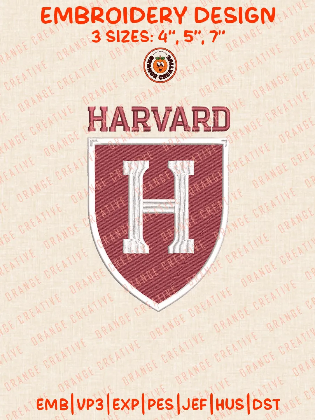 Harvard Crimson Logos Embroidery Design Files, NCAA Logos Embroidery Designs, Machine Embroidery Files, 4 Sizes, Custom Sizes, Instant Download