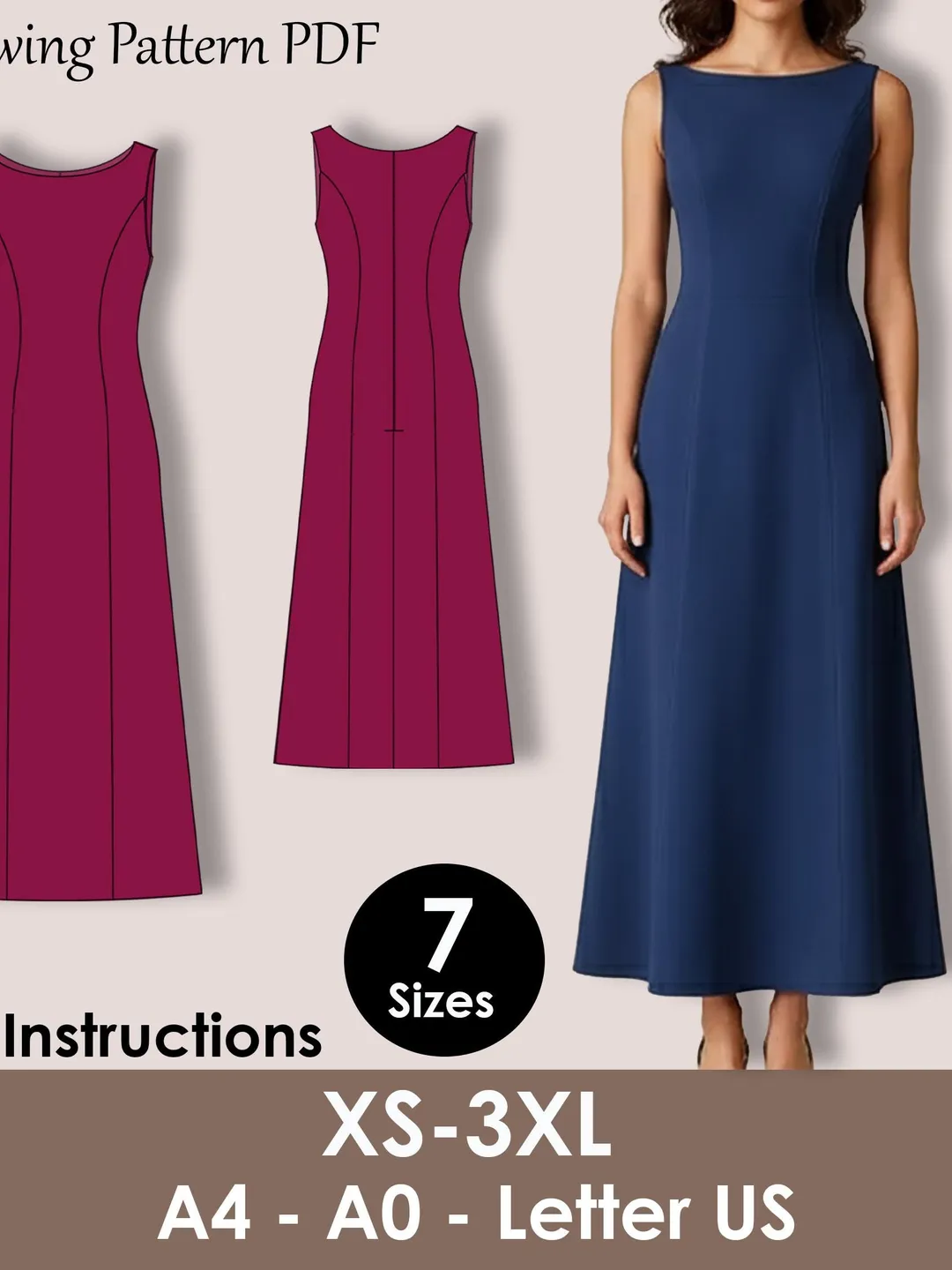 vintage a line dress pattern TAMMY" 1960s A-Line Retro Dress Pattern