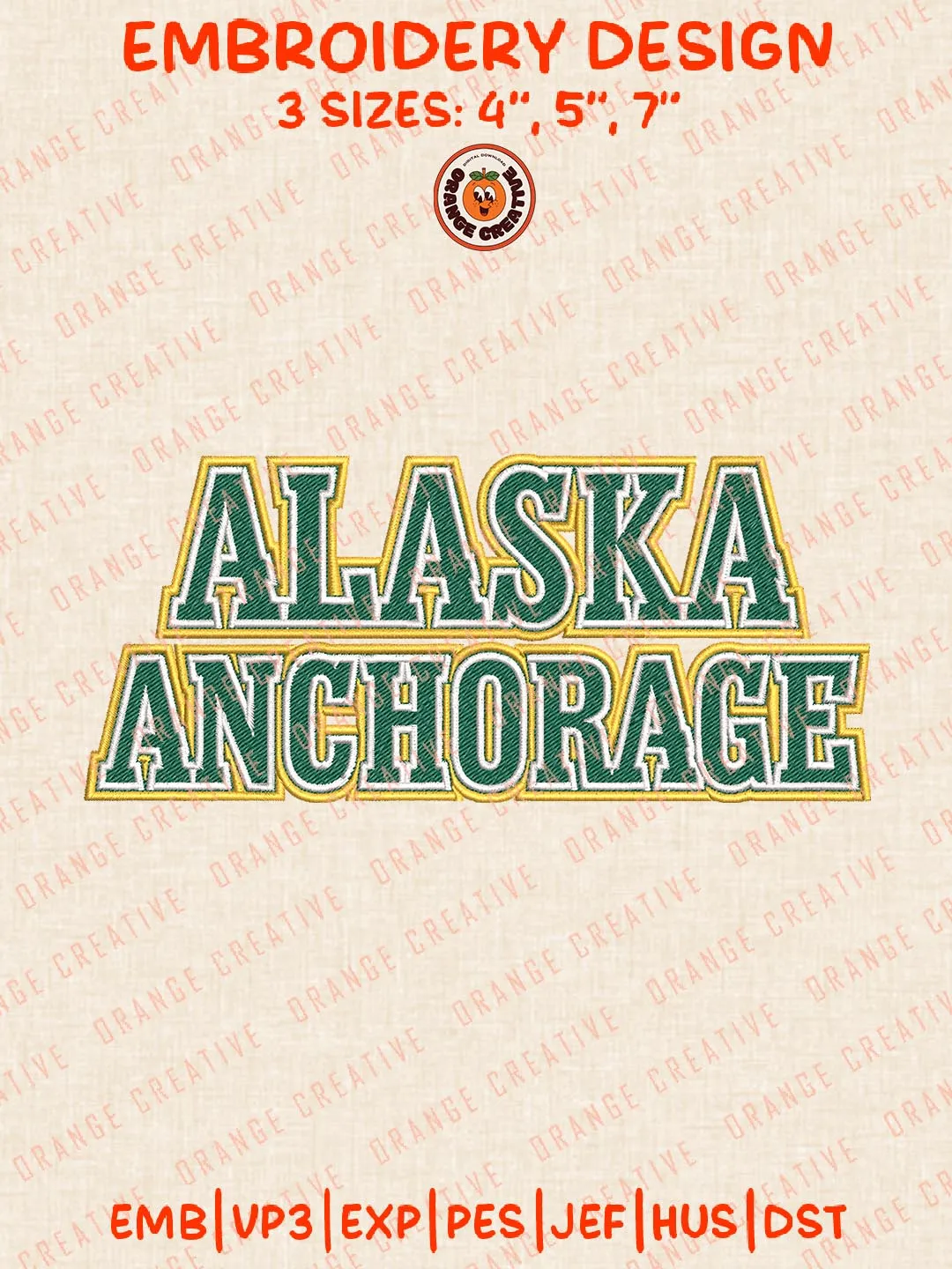 Alaska Anchorage Text Embroidery Design, NCAA Alaska Anchorage Seawolves Team Logo Embroidery Design, Machine Embroidery Design File, 4 Sizes, Custom Size, Digital Download