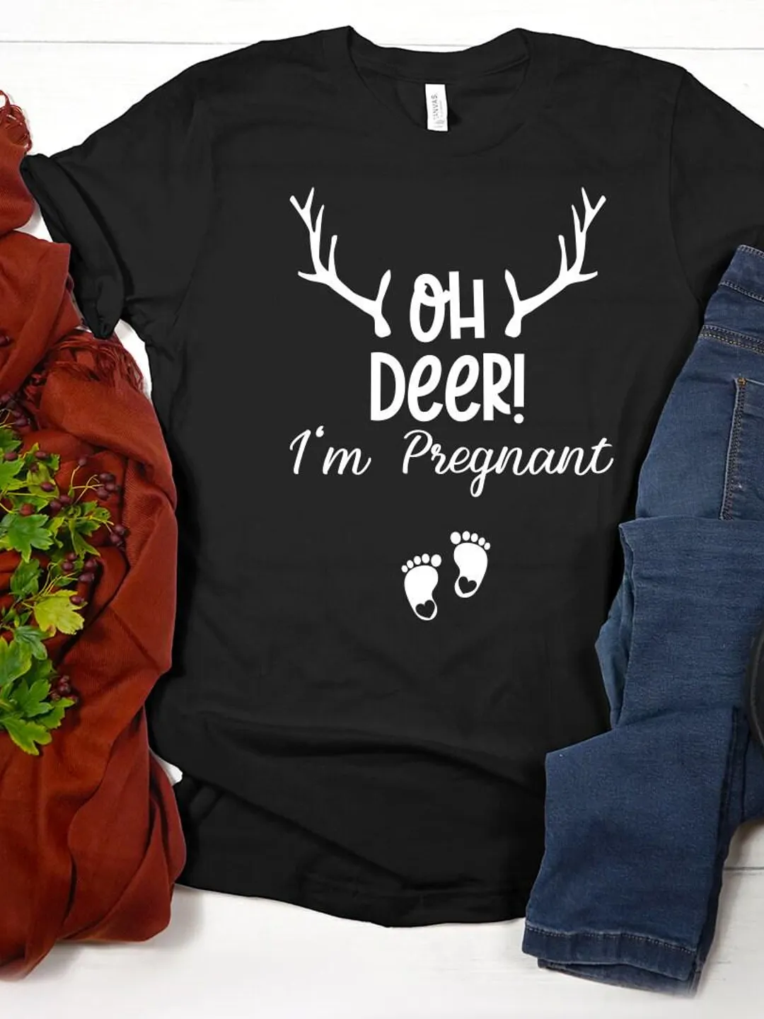 Pregnancy Announcement Shirt: Oh Deer I’m Pregnant Christmas Tee