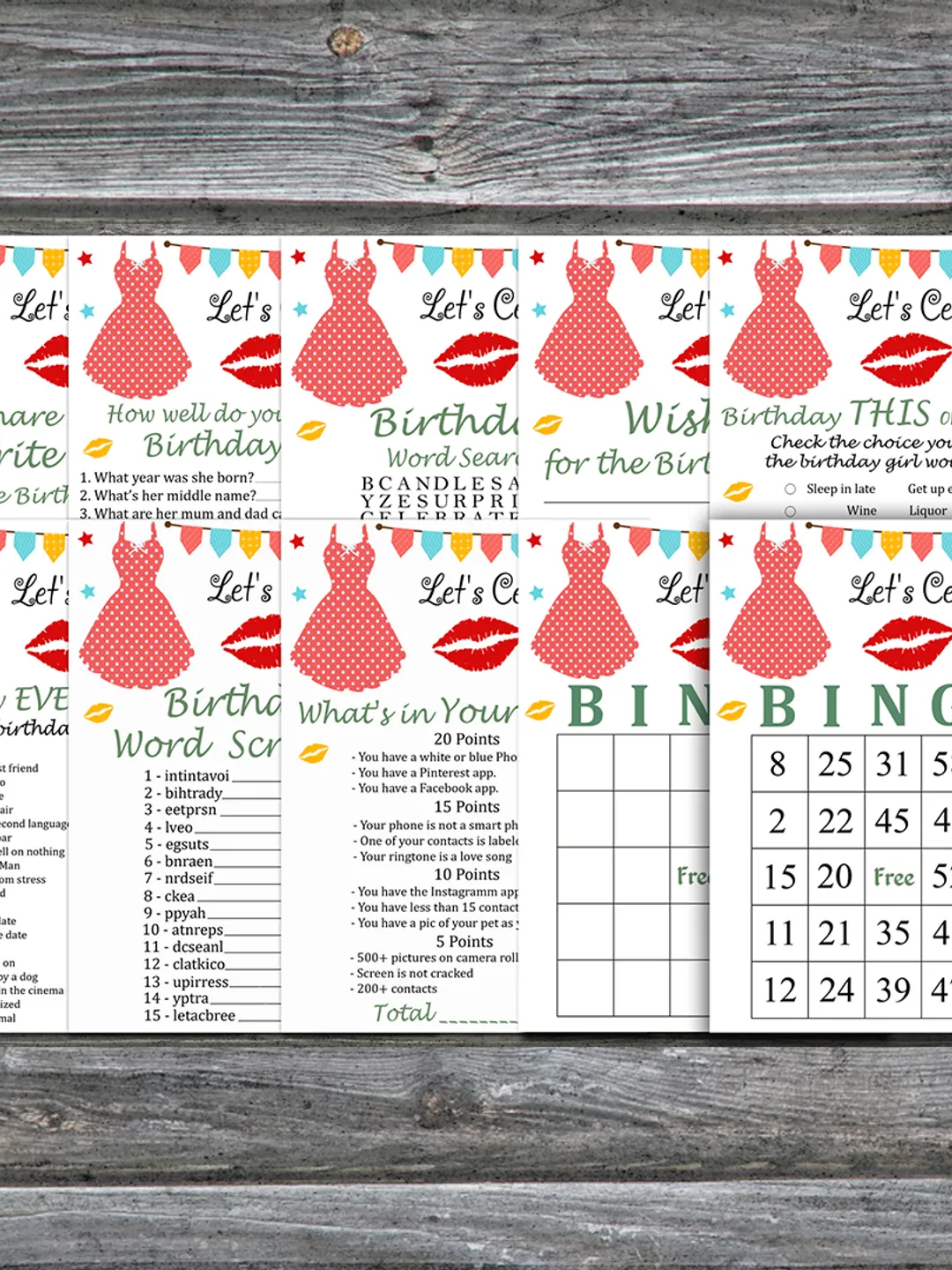 Ladies Birthday Party Games bundle,Adult birthday games package,Printable Birthday Games,INSTANT DOWNLOAD