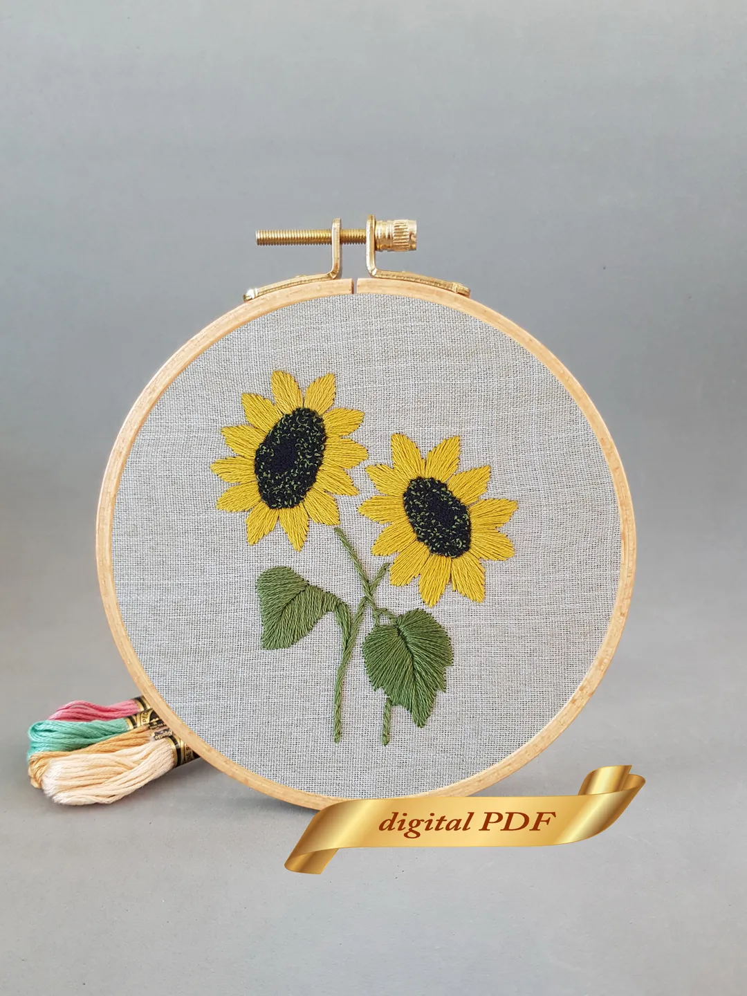 Sunflowers pattern pdf embroidery, Easy embroidery DIY