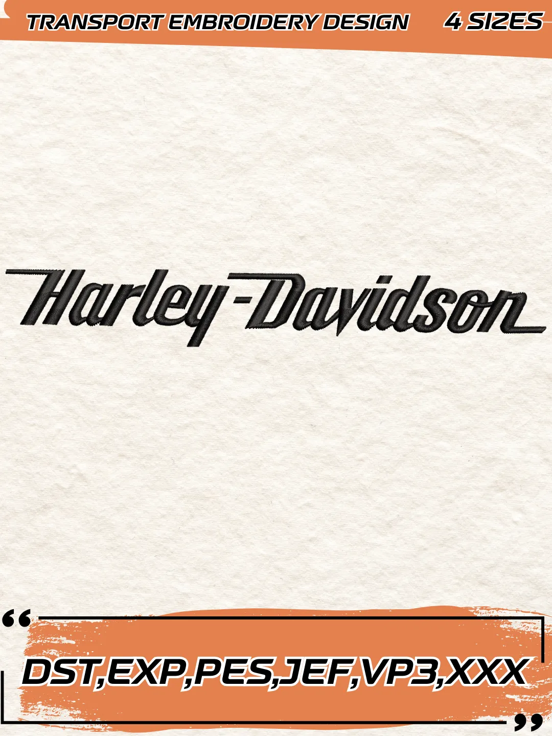 Harley-Davidson Embroidery Design,Transport Embroidery File,4 Sizes, Digital Download
