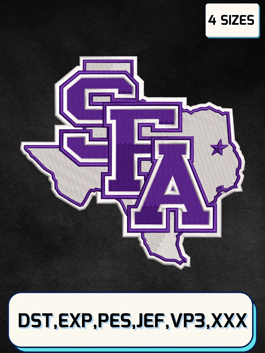 Stephen F. Austin Lumberjacks Logo Embroidery Design File,NCAA Logo Embroidery Design, Machine Embroidery Files, 4 Sizes