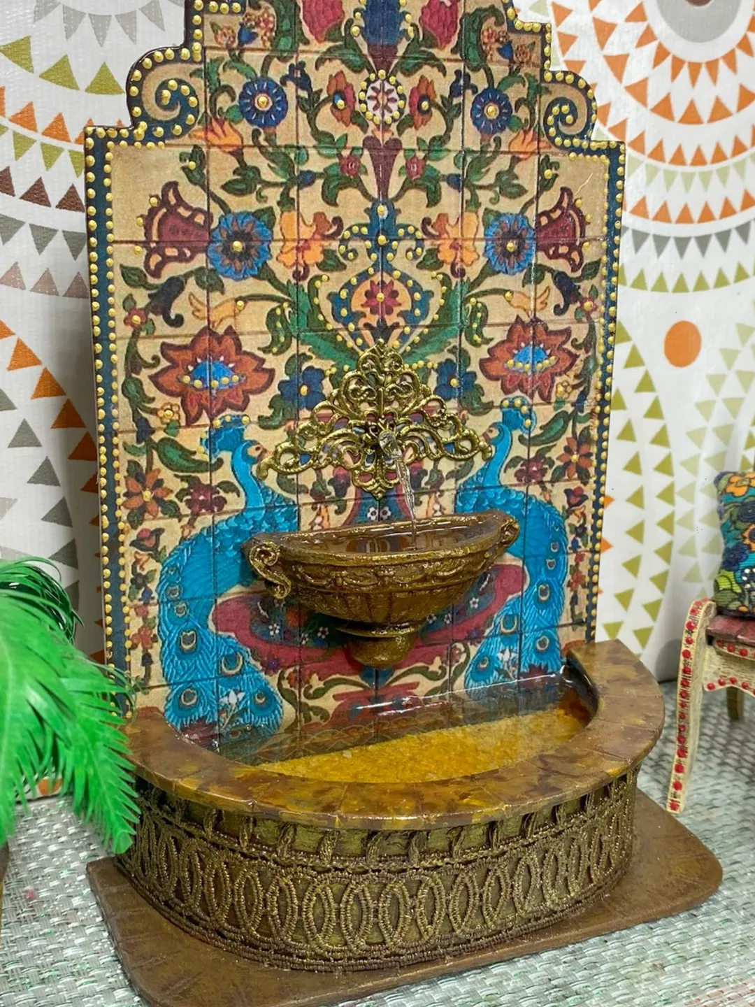 Fountain wall for a doll house. Doll mini. 1:12. Fountain for the puppet garden.