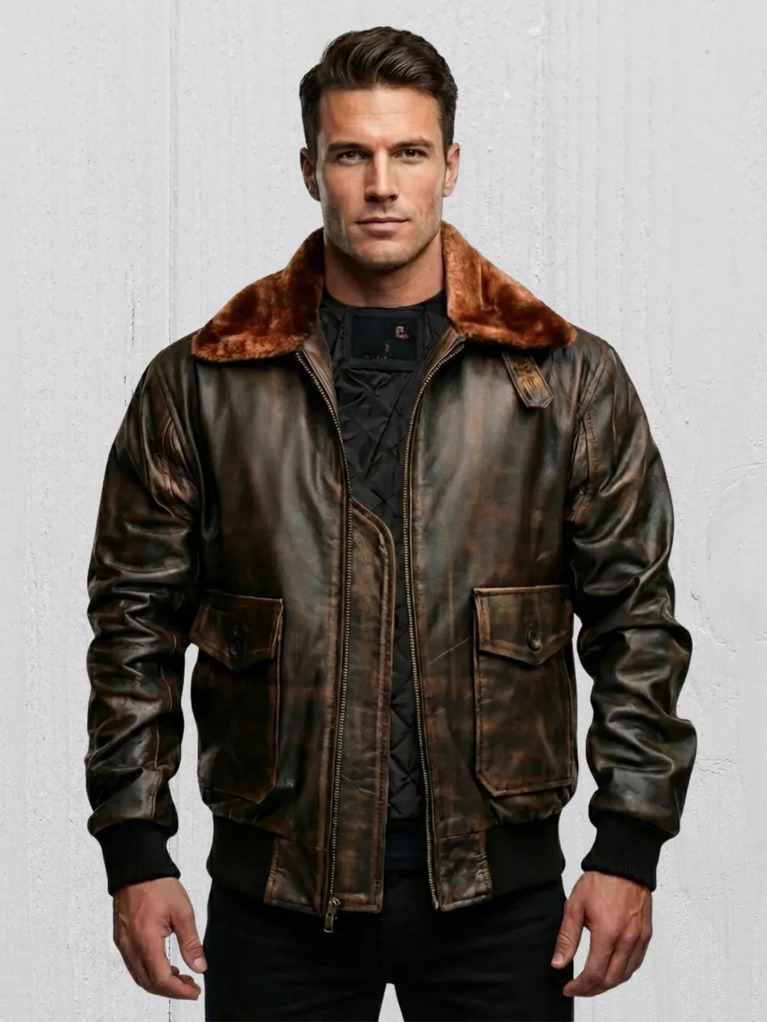 Vintage A2 Leather Flight Jacket: WWII Style Military Bomber