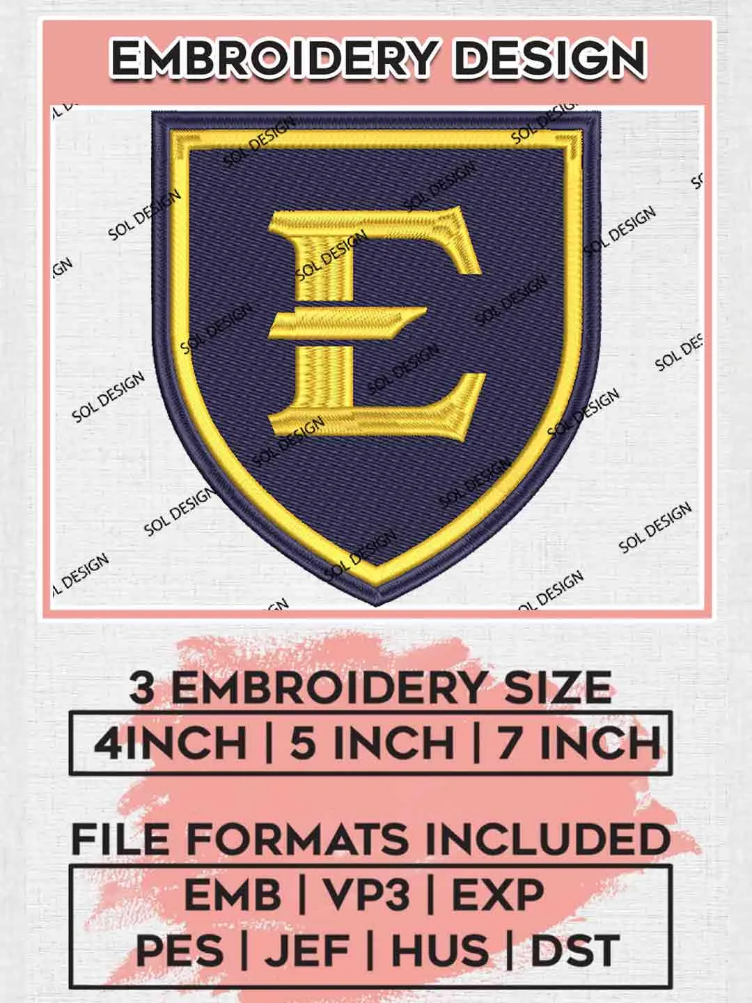 East Tennessee State Buccaneer Embroidery Design, Football Embroidery files, Sport Machine embroidery files, 3 sizes, Instant Download