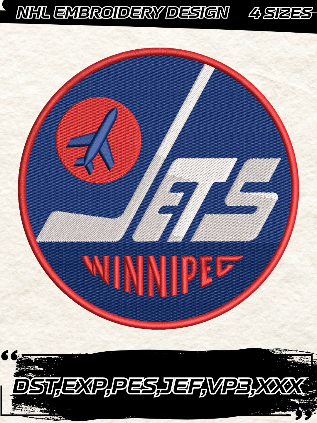 Winnipeg Hockey Embroidery Design-Machine Embroidery File