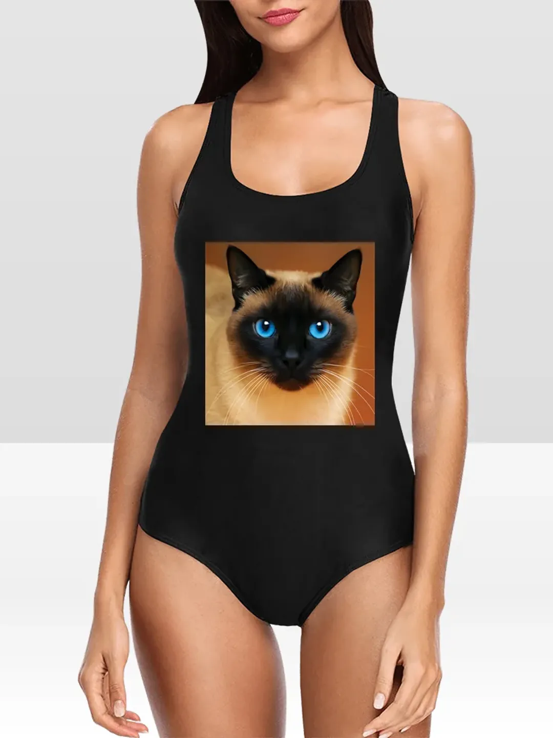 with Siamese cat One Piece Swimsuit