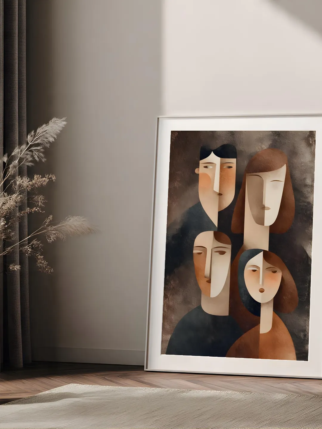 Abstract Face Wall Art Printable, Modern Cubist People Portrait ...