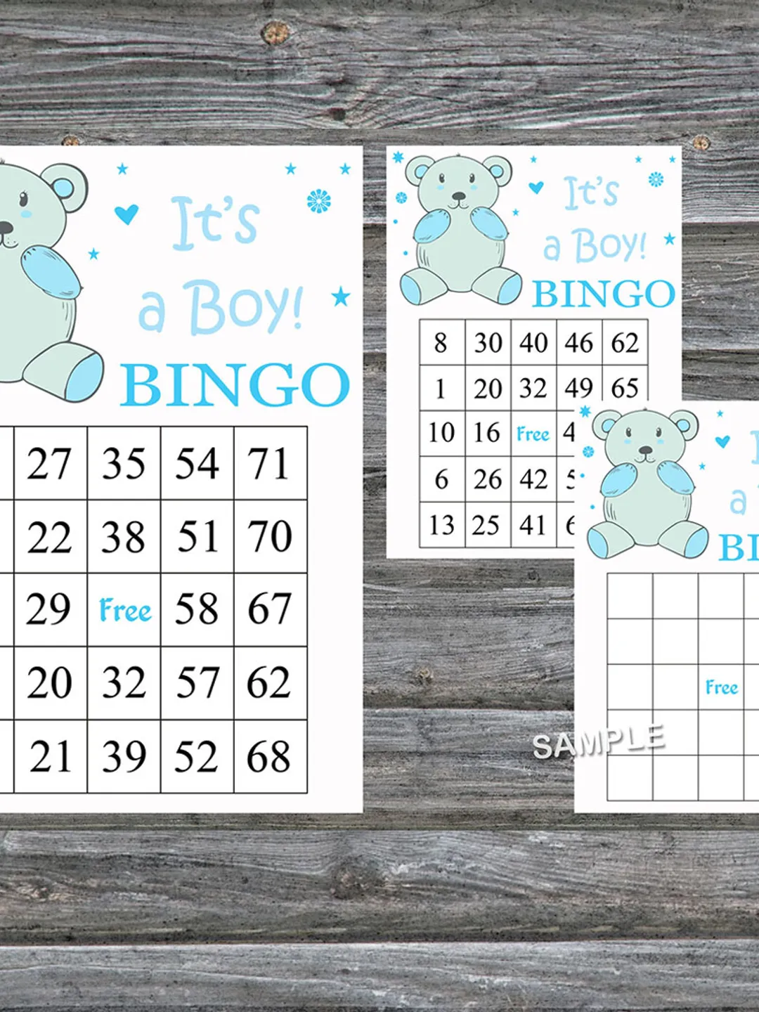 Blue Teddy bear bingo cards,Teddy bear bingo game,Woodland printable bingo cards,60 Bingo Cards,INSTANT DOWNLOAD--212