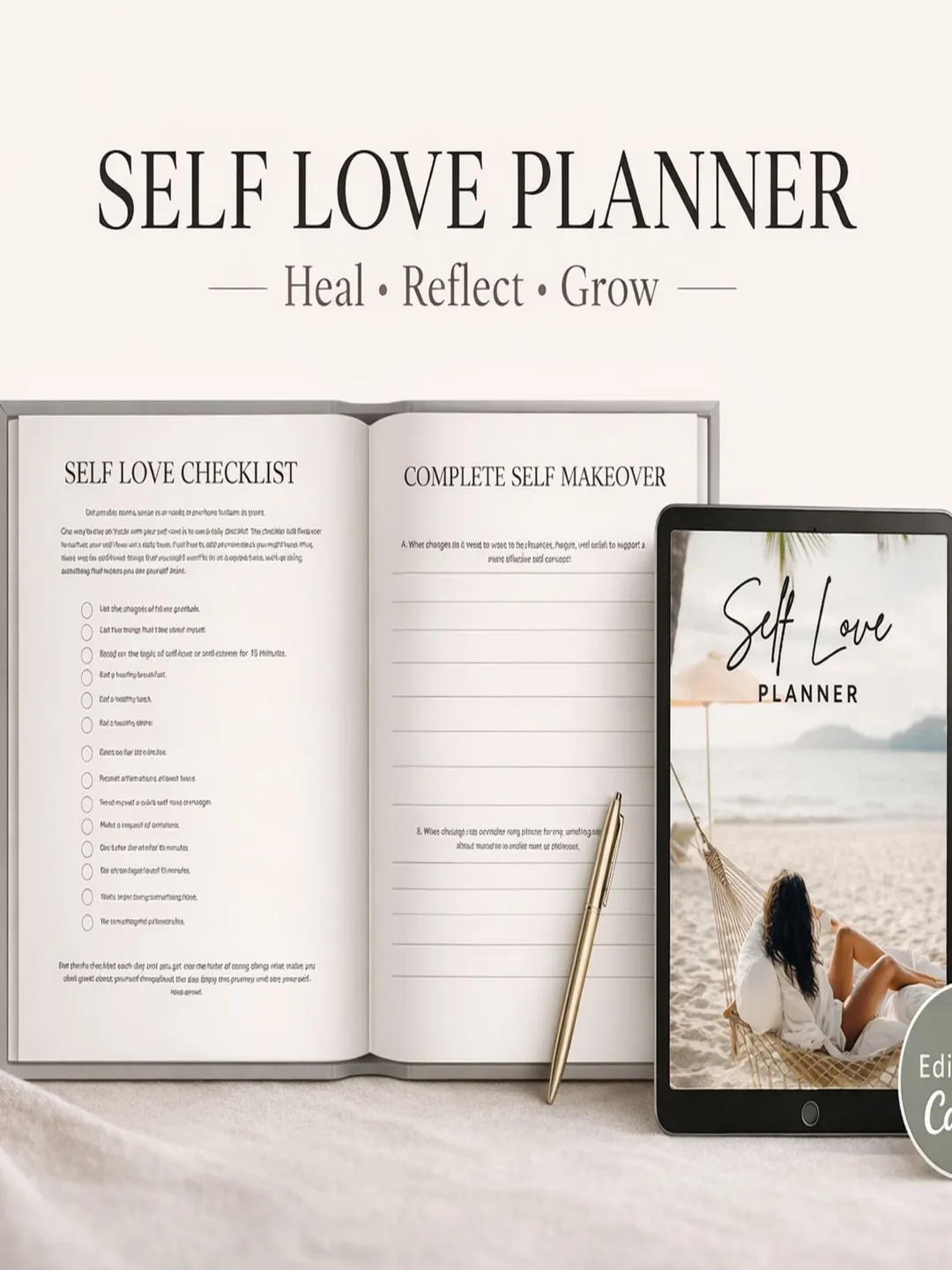Self Love Planner Printable PDF, Mental Health & Wellness Journal ...