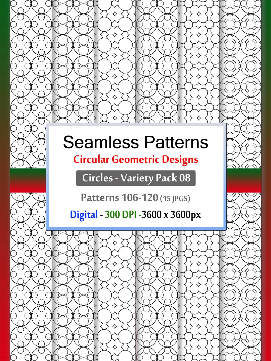 Circles – Variety Pack 07 (Patterns 91-105) 15 Seamless Circle Patterns ...