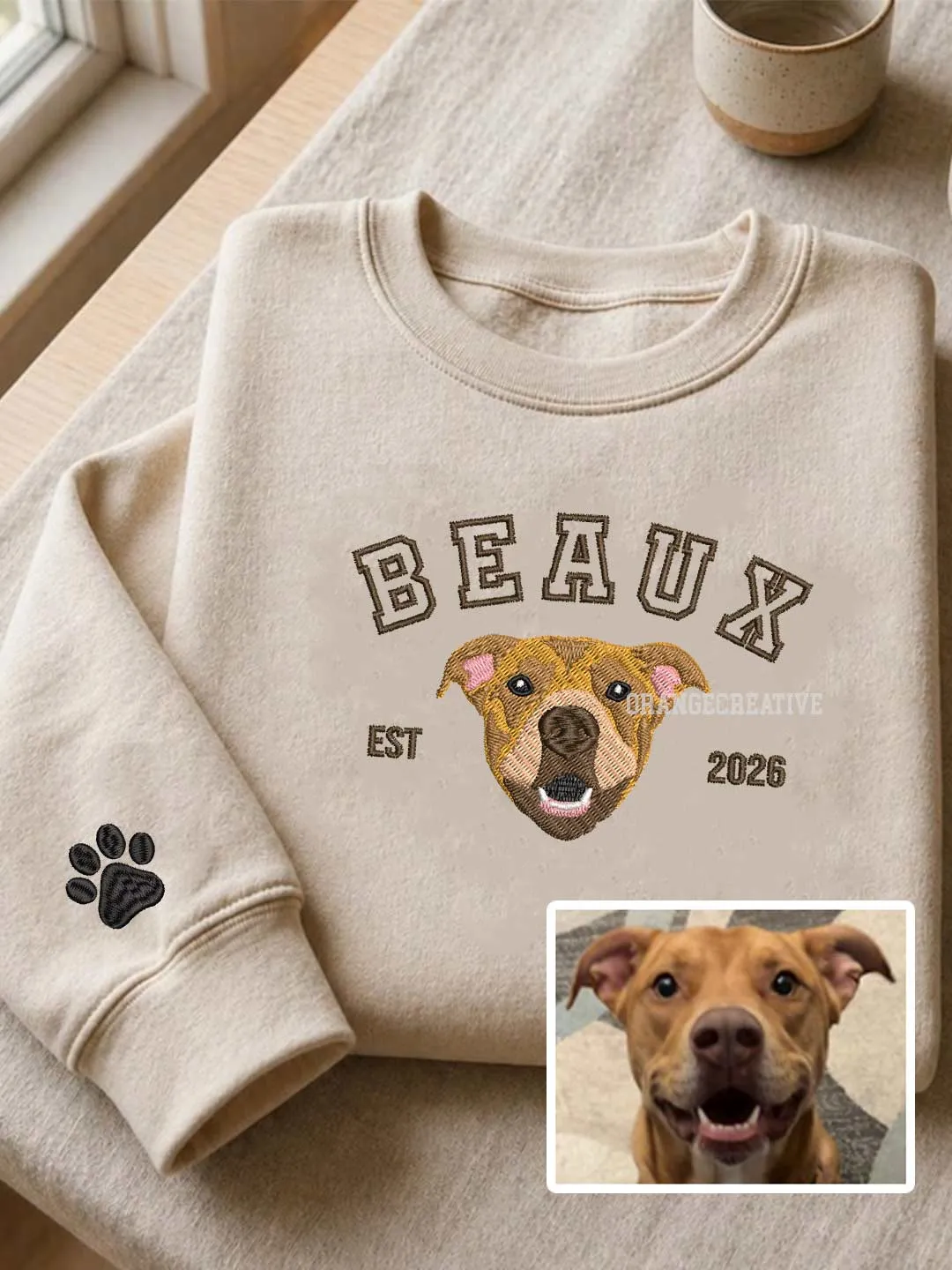 Custom Dog Face Embroidered Sweatshirt From Photo, Pet Embroidered Sweatshirt, Embroidered Dog Hoodie, Pet Lovers Gift, Gift For Mom