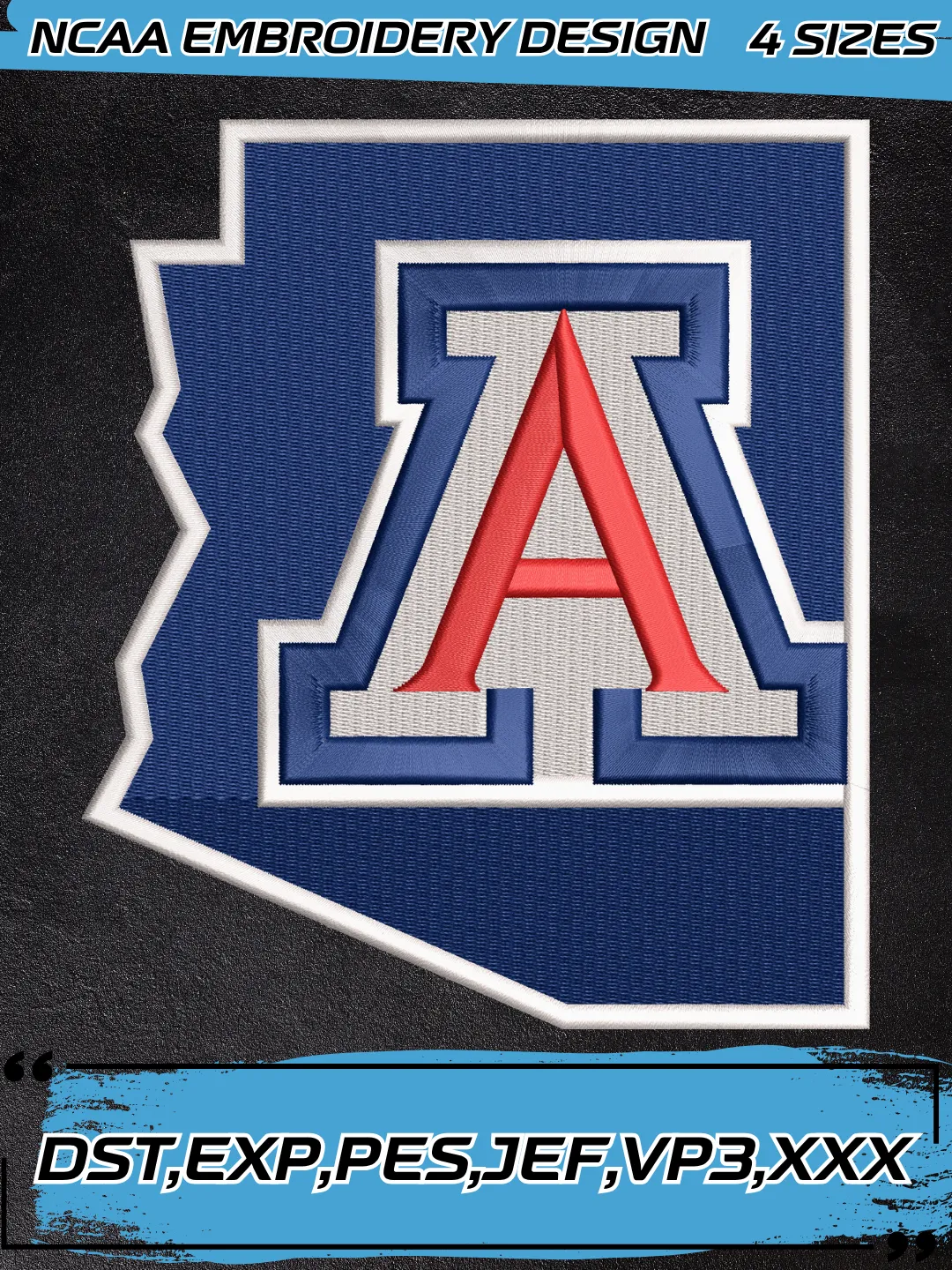 Arizona Wildcats Logo Embroidery Design,NCAA Logo Embroidery Design,Machine Embroidery Design File,4 Sizes, Digital Download