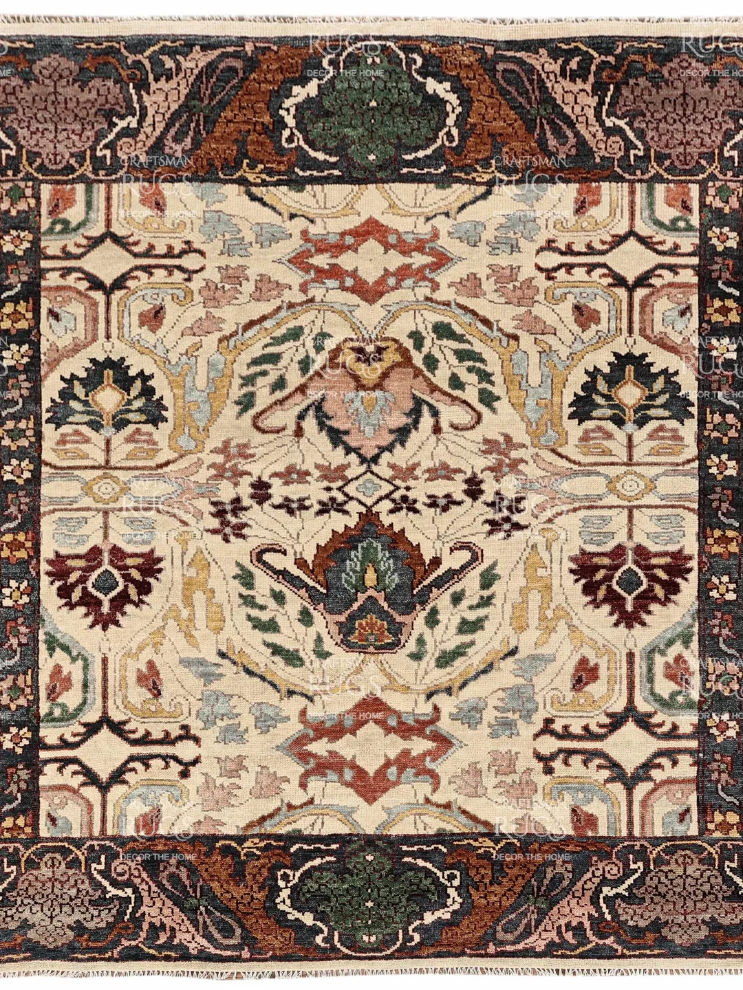 8x10 ft Cream Modern Oushak Design Hand Knotted Rug, Handmade Rugs for Living Room - Antique style Contemporary rug