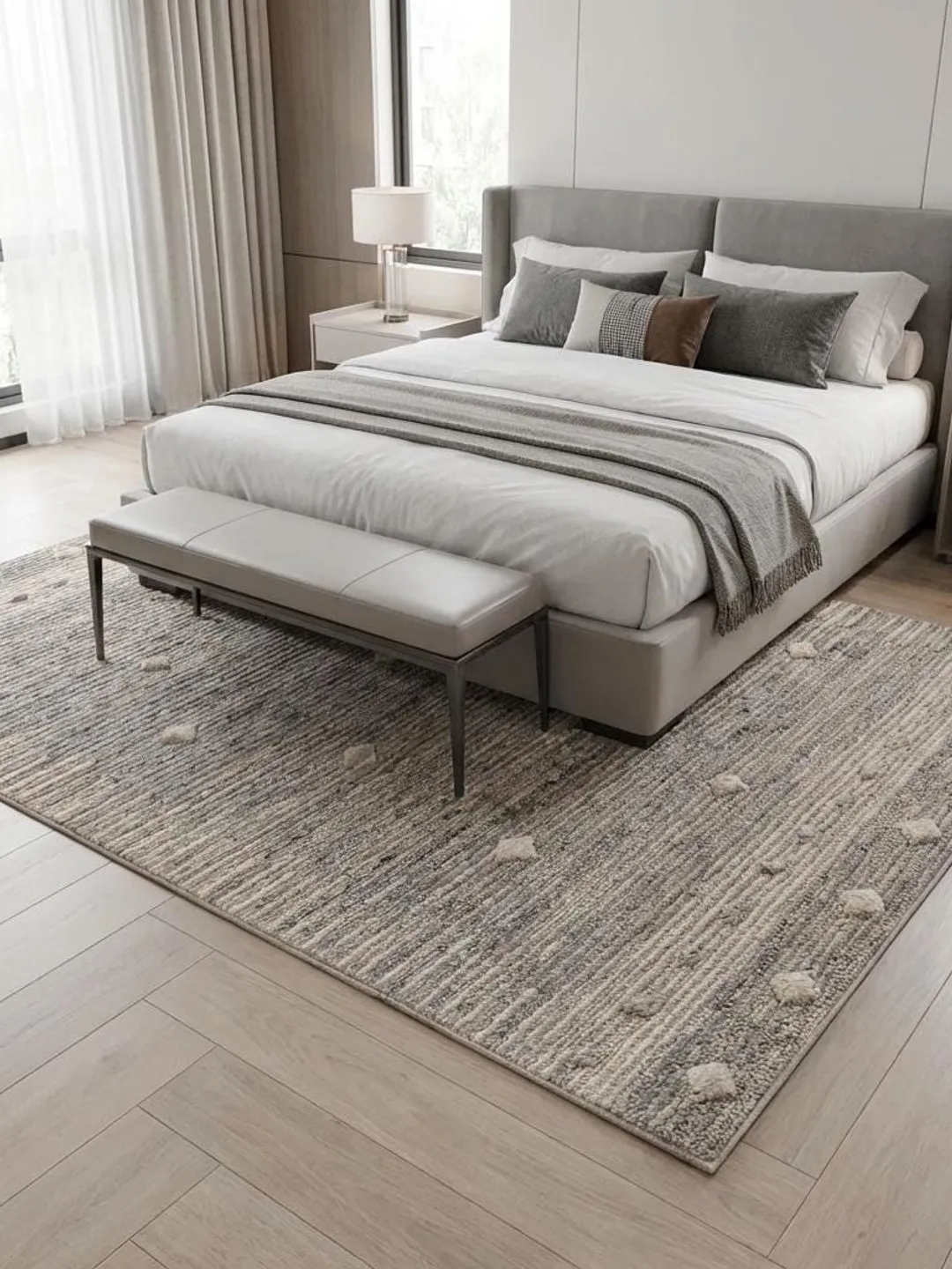 Handwoven New Zealand Wool Rug | Minimal Diamond Pattern, Neutral Texture