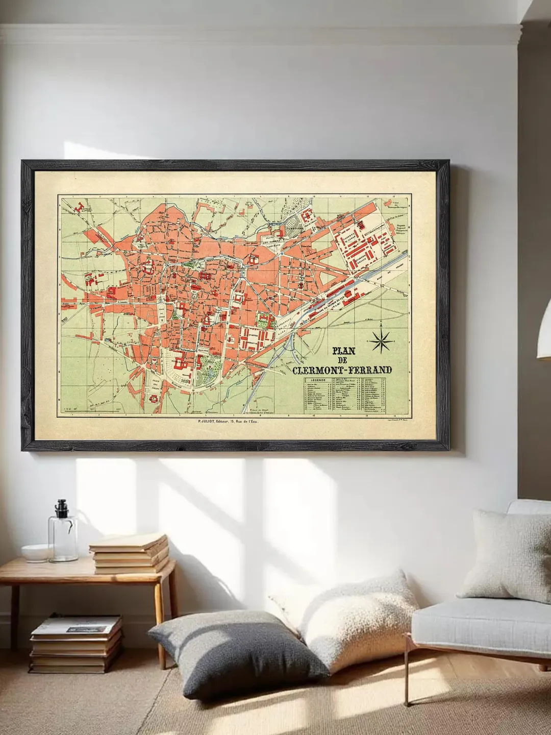 Clermont-Ferrand France Vintage Map Print | Old City Plan