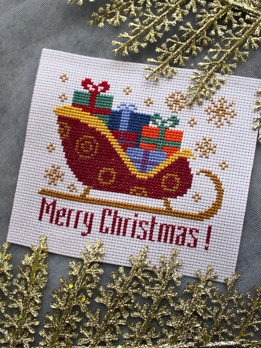 Cross stitch pattern Merry Christmas, easy cross stitch chart PDF