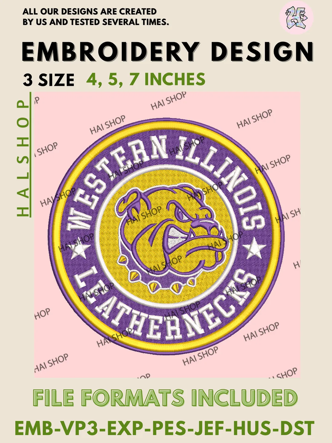 NCAA Western Illinois Leathernecks Team Mascot Logo Machine Embroidery Design Files, WIU Leathernecks College Team Logo Embroidery, NCAA Machine Embroidery Designs, Digital Download