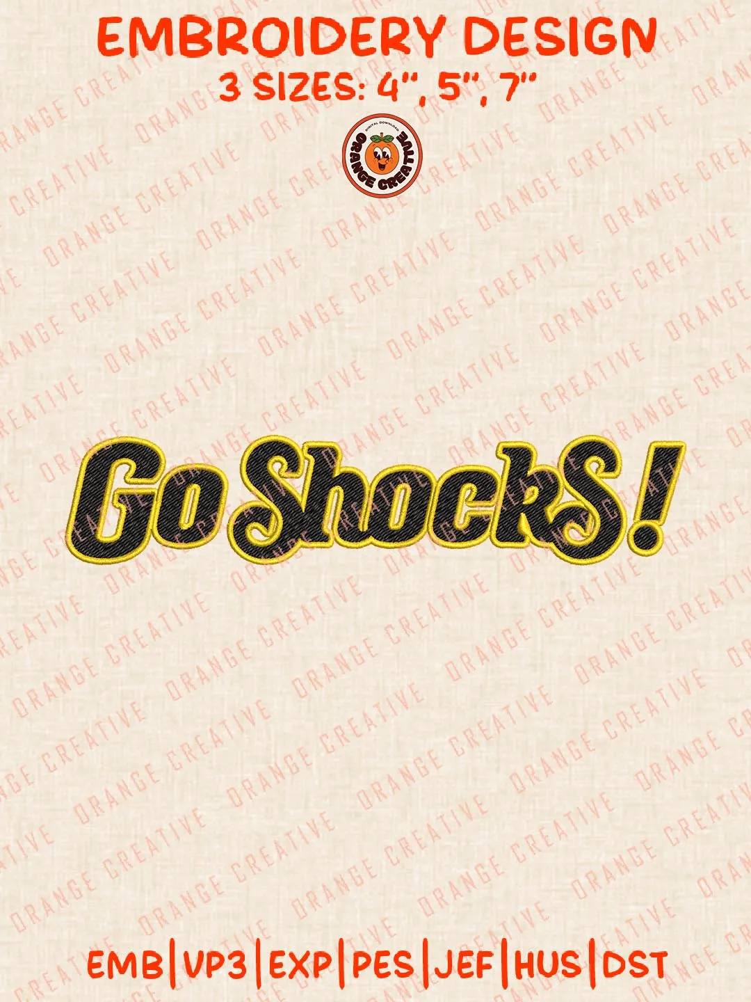 Go Shocks Embroidery Design, NCAA Wichita State Shockers Team Logo Embroidery Design, Machine Embroidery Design File, 4 Sizes, Custom Size, Digital Download