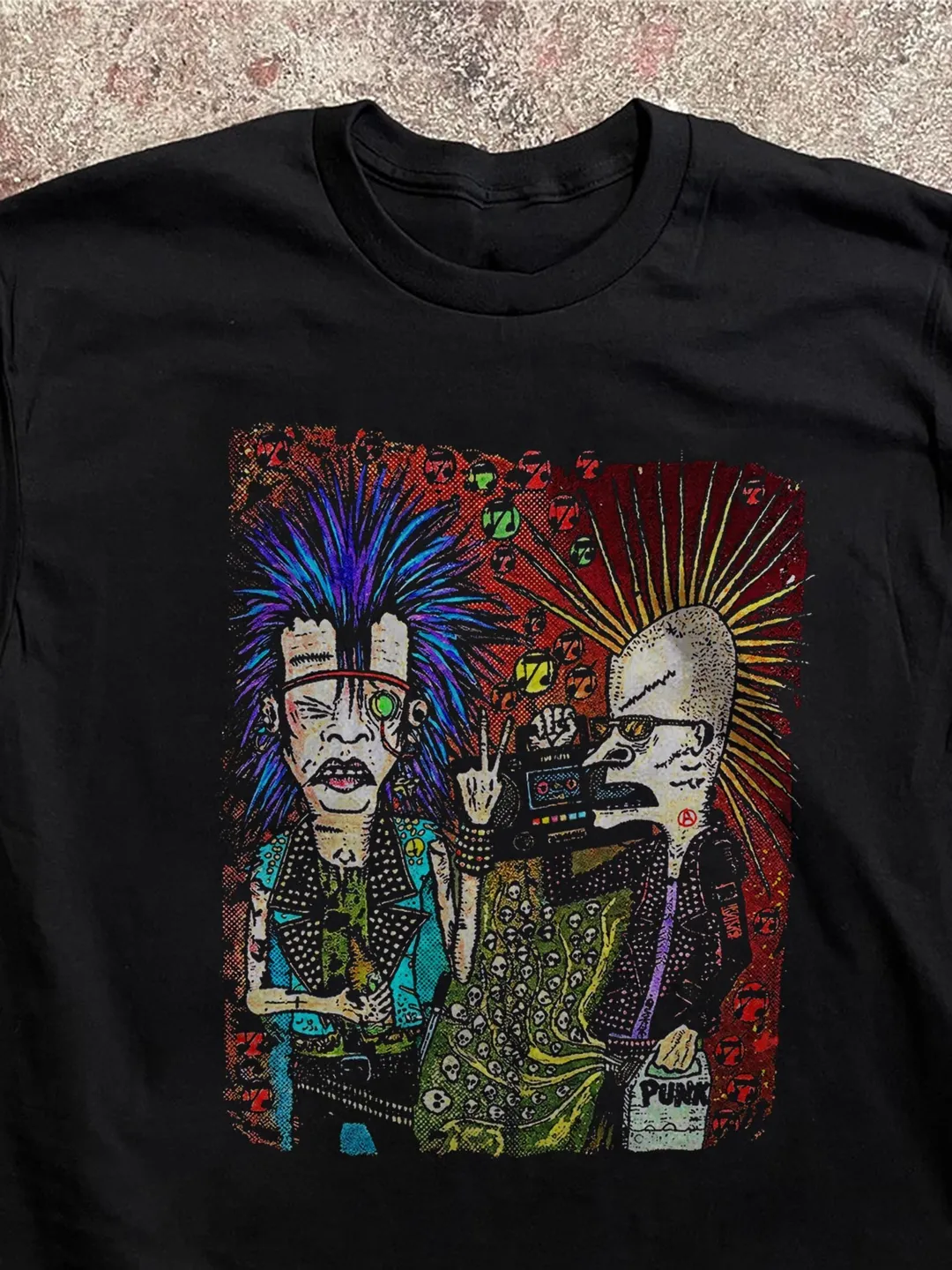 Punk Rock Tee: Beavis and Butthead Mashup - Distressed 90s Graphic