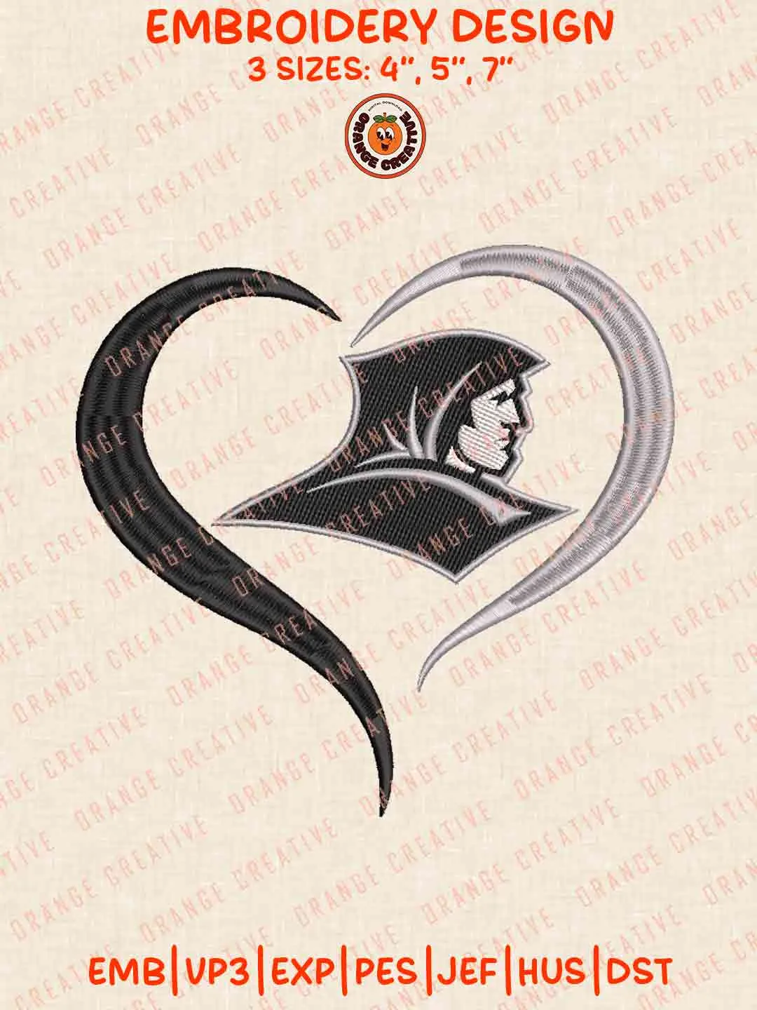 Providence Friar Heart Football Embroidery Design Files, Football Logos Embroidery Designs, Sport Machine Embroidery Files, 3 Sizes, Custom Sizes, Instant Download
