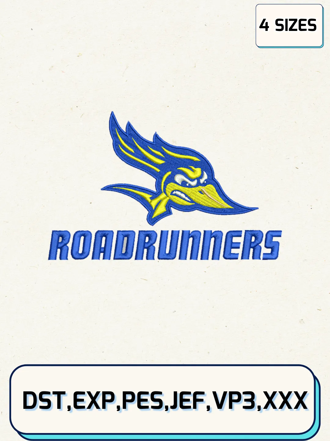 CSU Bakersfield Roadrunners Embroidery Design Files, NCAA Logos Embroidery Designs, Machine Embroidery Files, 4 Sizes