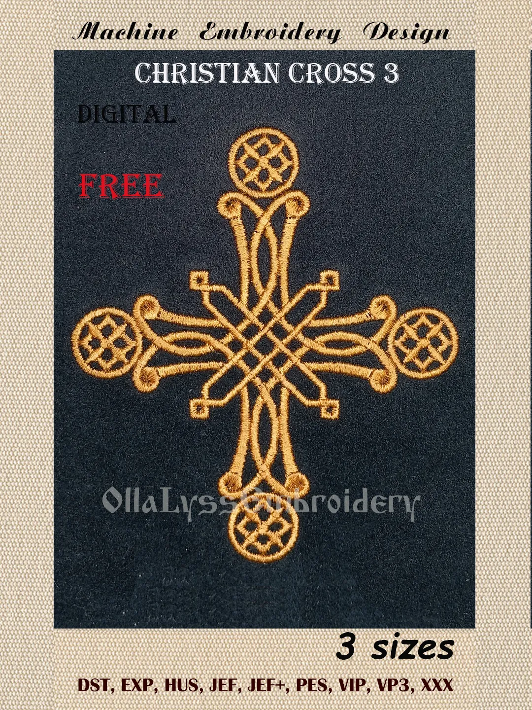 Christian Cross 3 free embroidery design