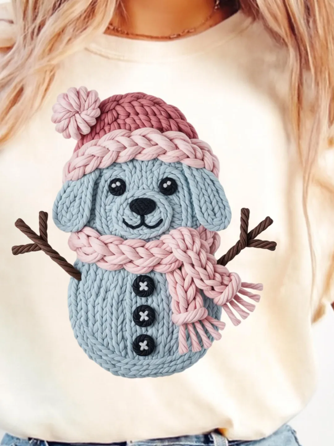 Christmas Dog Snowman PNG: Knitted Puppy Winter Design (Digital Download)