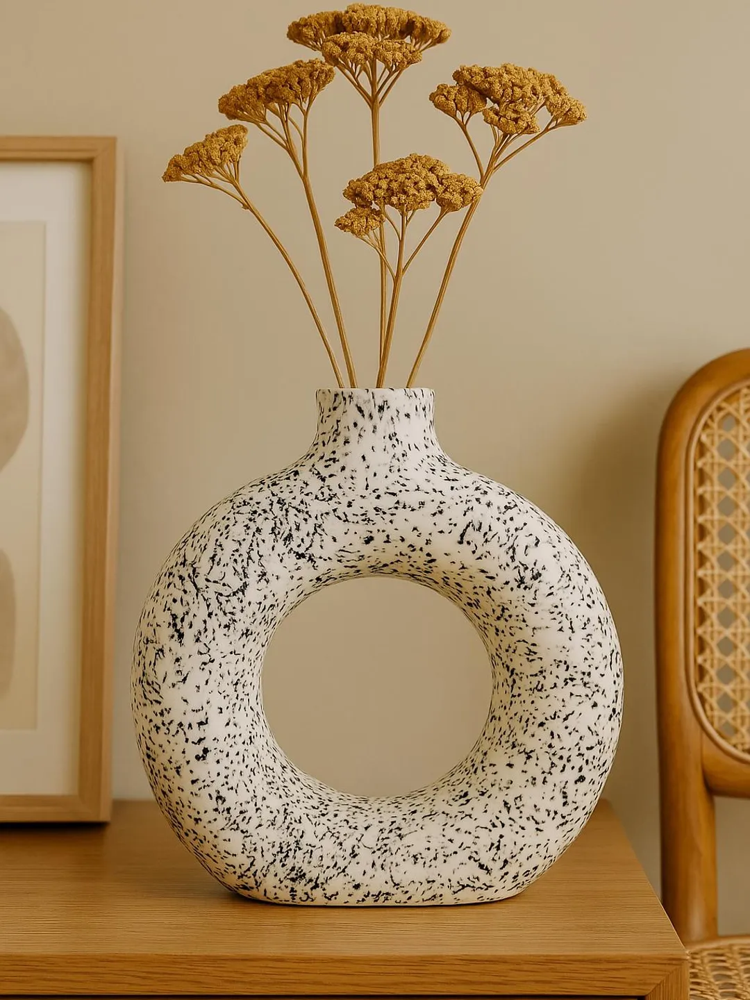Handcrafted Ceramic Donut Vase – Boho Home Decor, 9 Inch