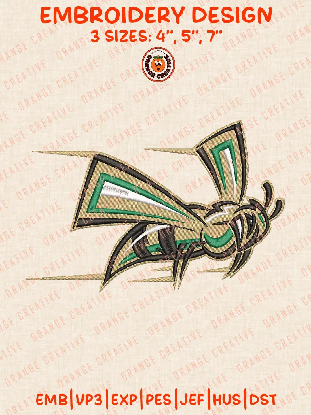 Sacramento State Hornets Mascot Logo Embroidery Design, NCAA Team Logo Embroidery Design, Machine Embroidery Design File, 4 Sizes, Digital Download