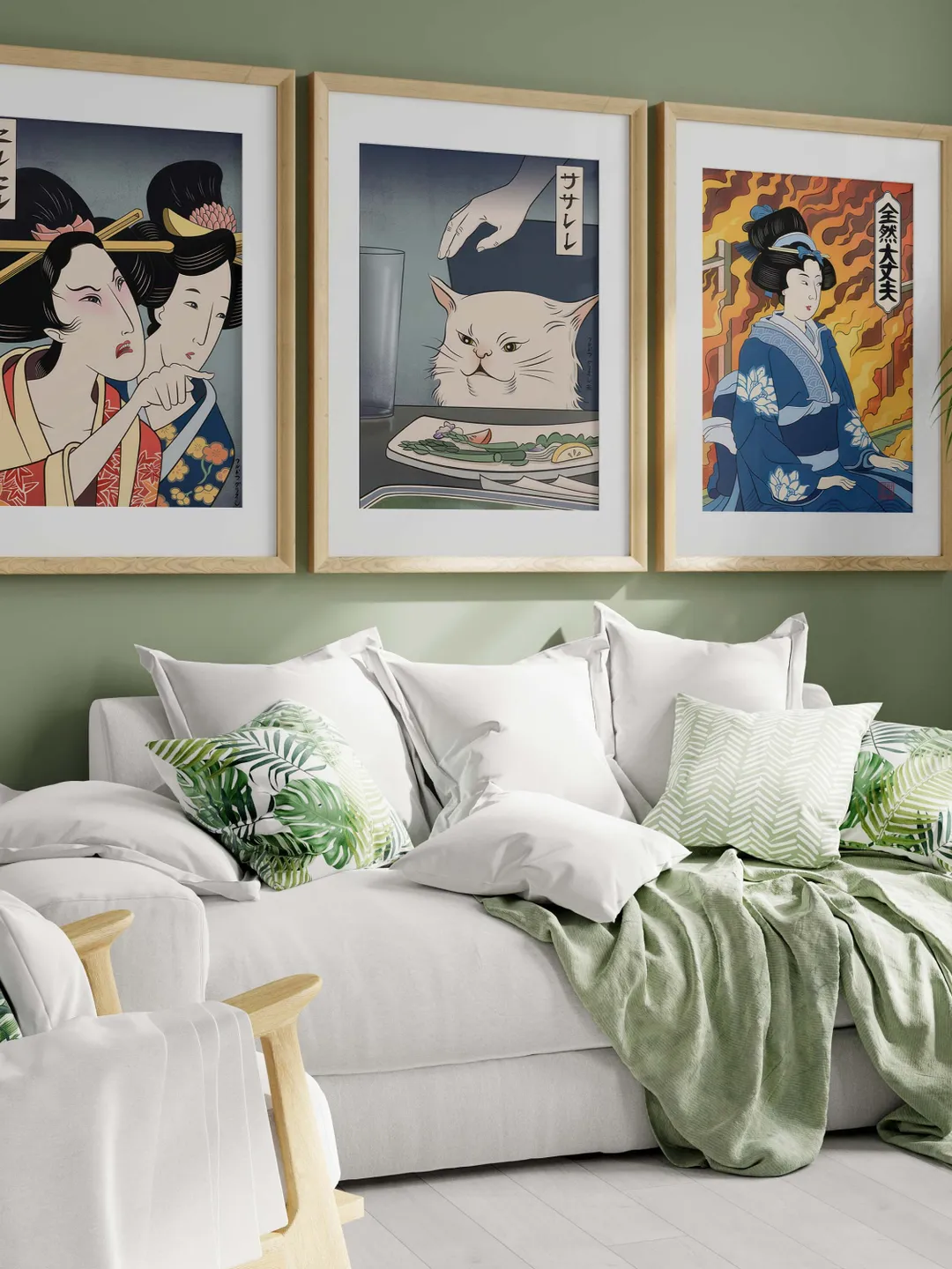 Geysha Samurai Wall Art Japanese Print Art Set of 3 Graceful Geisha ...