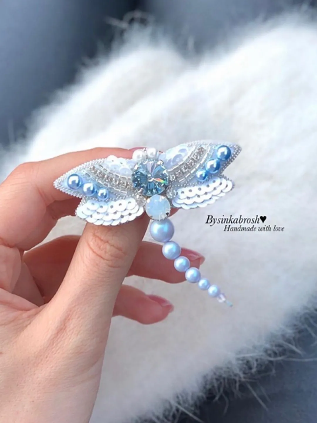 Dragonfly brooch/handmade brooch/handmade jewelry/blue dragonfly/gift for her