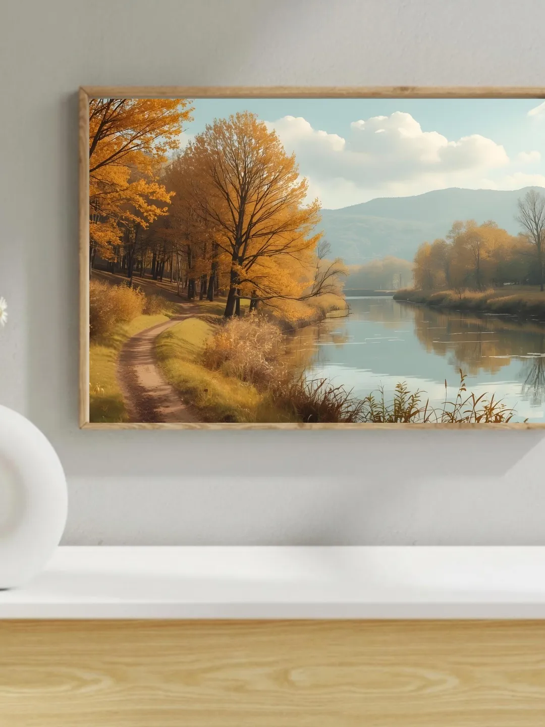Autumn River Landscape Wall Art Printable, Rustic Fall Decor for Living ...