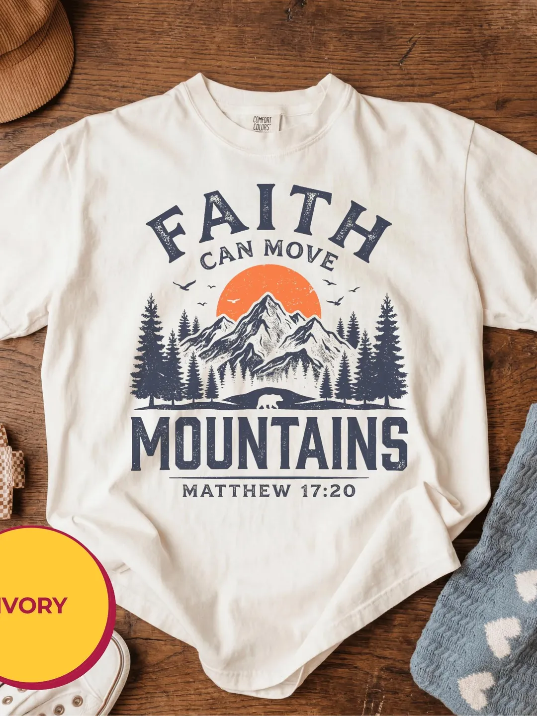 Faith Can Move Mountains Comfort Colors® Shirt, Christian Gift T-Shirt, Faith Tee, Jesus Gifts, Bible Verse