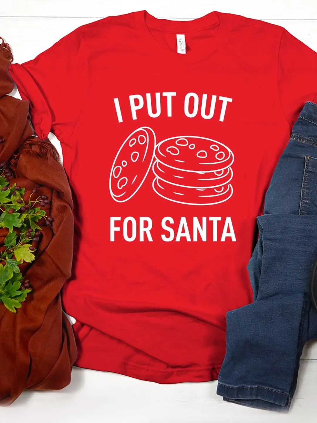 Funny Santa Cookie T-Shirt: Holiday Tee with 'I Put Out' Text