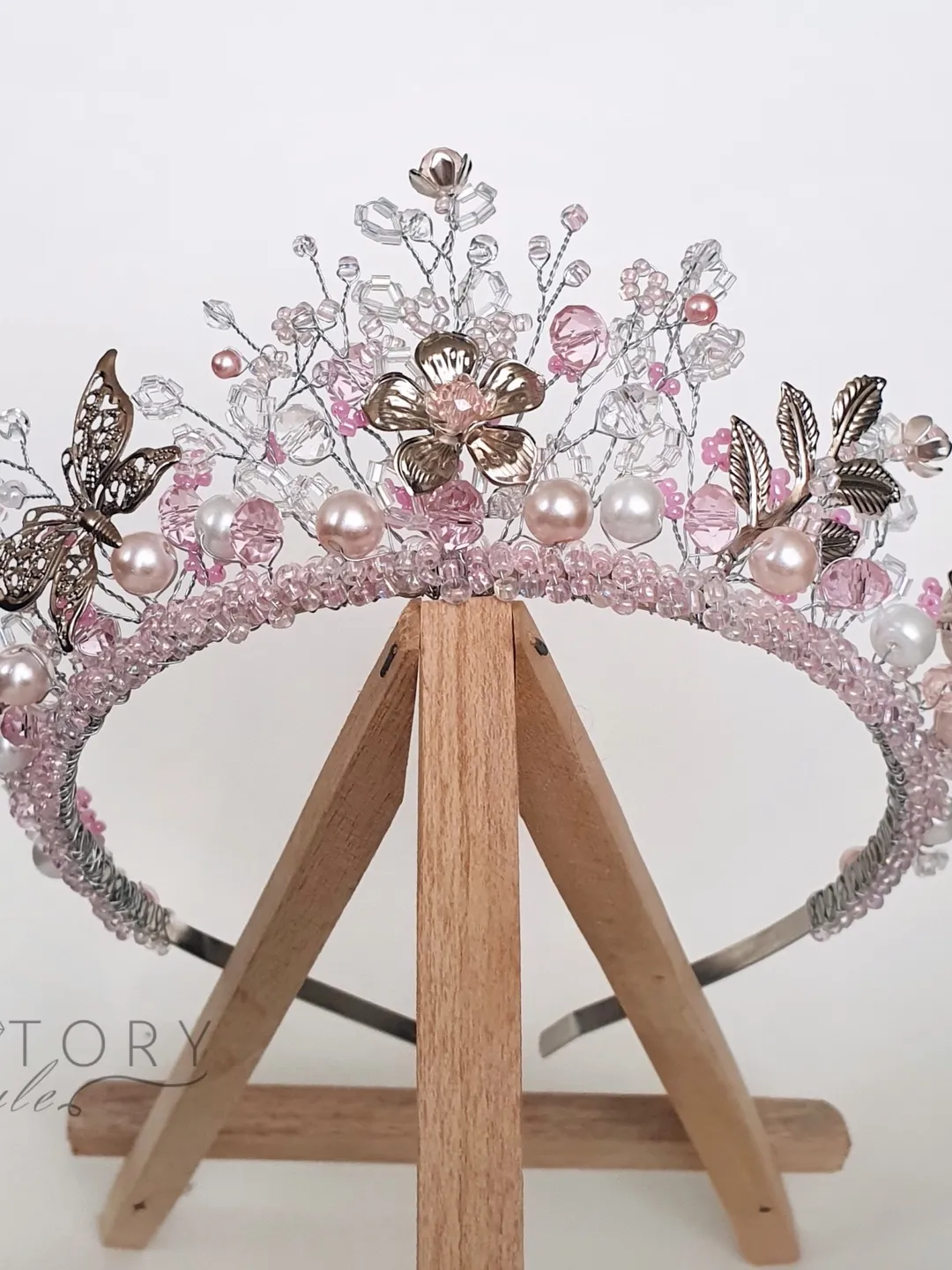 Elven tiara,White Crown,Children crown,Baby tiata, Flower crown, Baby crown,Woodland crown,Pink crown, Flower headpiece