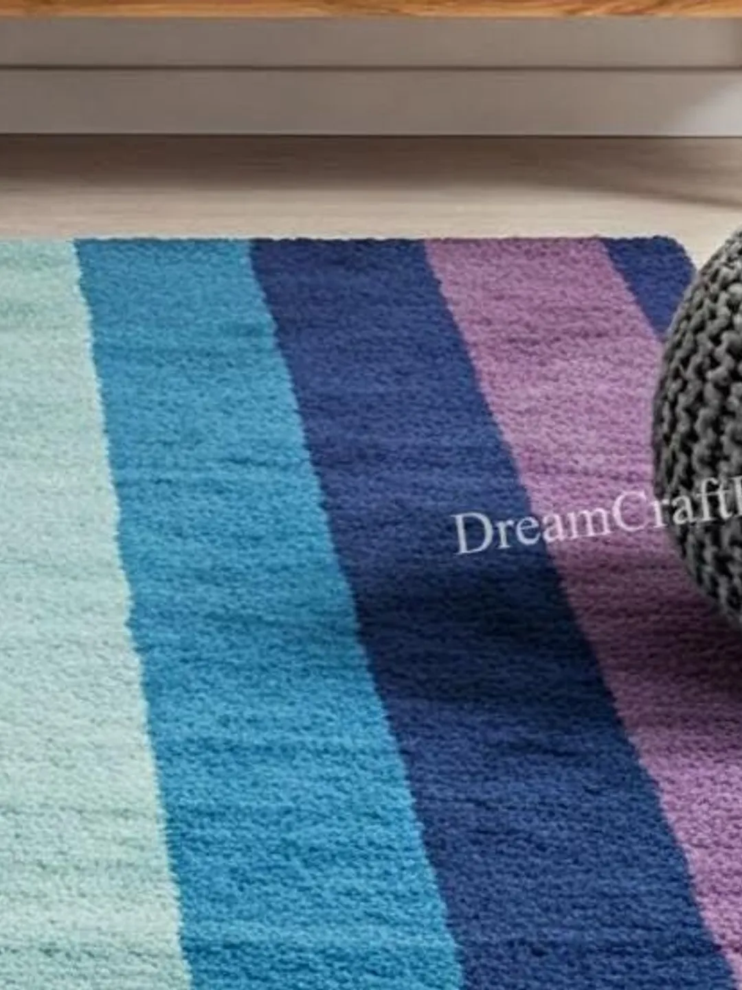 Rainbow Striped Wool Rug: Hand-Tufted Modern Area Rug