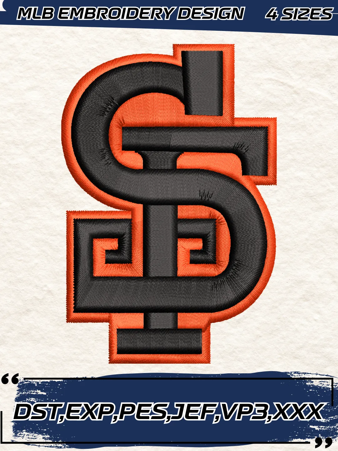 Giants Baseball Embroidery Design - Cap Logo - Machine Embroidery File