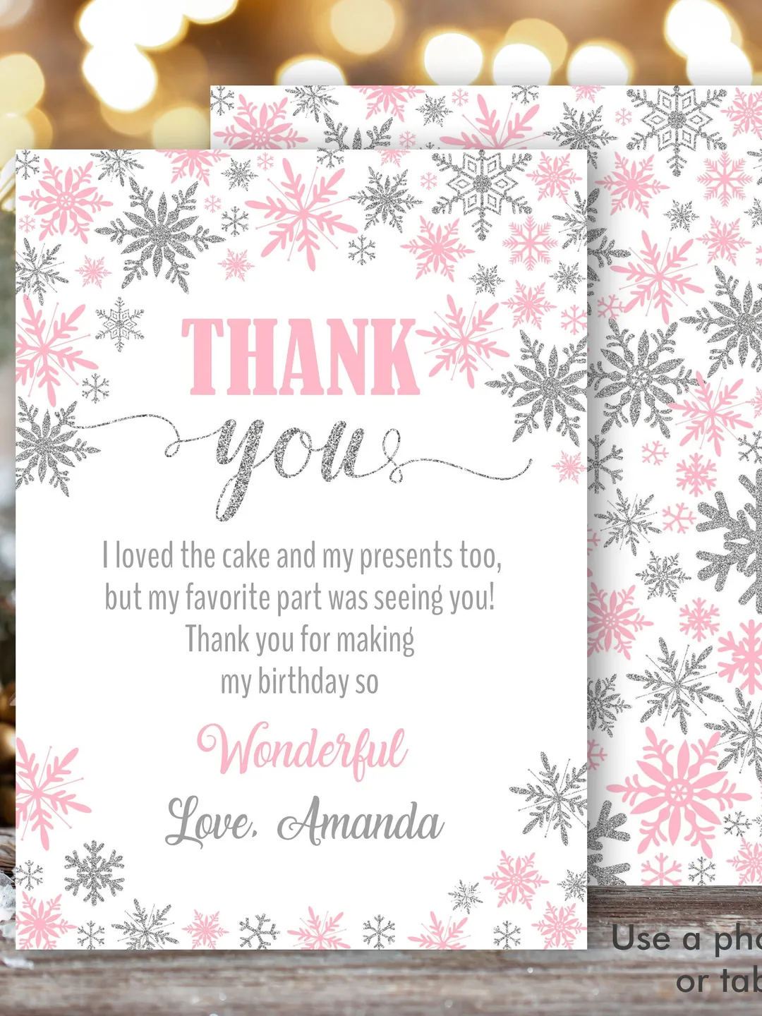 Winter Onederland Thank you card with photo, Winter Onederland Birthday ...