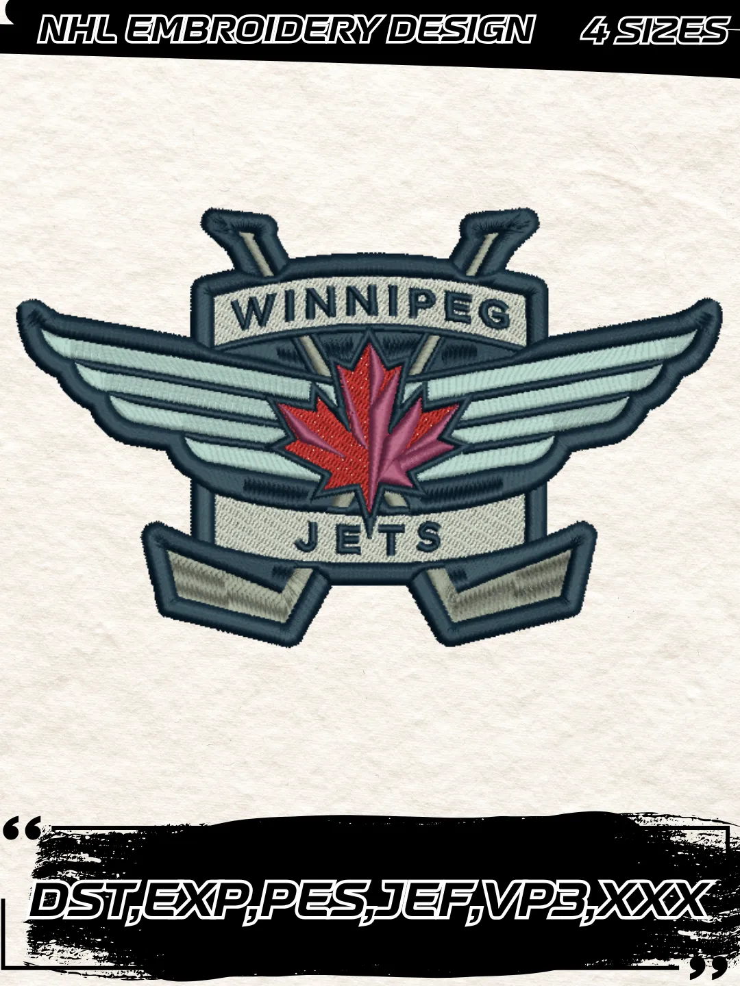 Winnipeg Hockey Embroidery Design-Machine Embroidery File