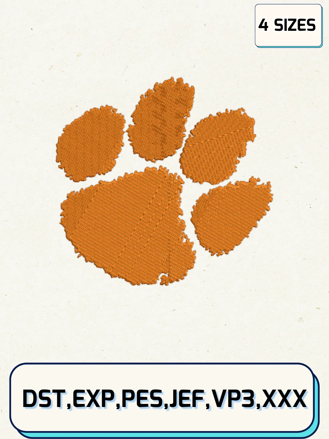 Clemson Tigers Embroidery Design Files, NCAA Logos Embroidery Designs, Machine Embroidery Files, 4 Sizes