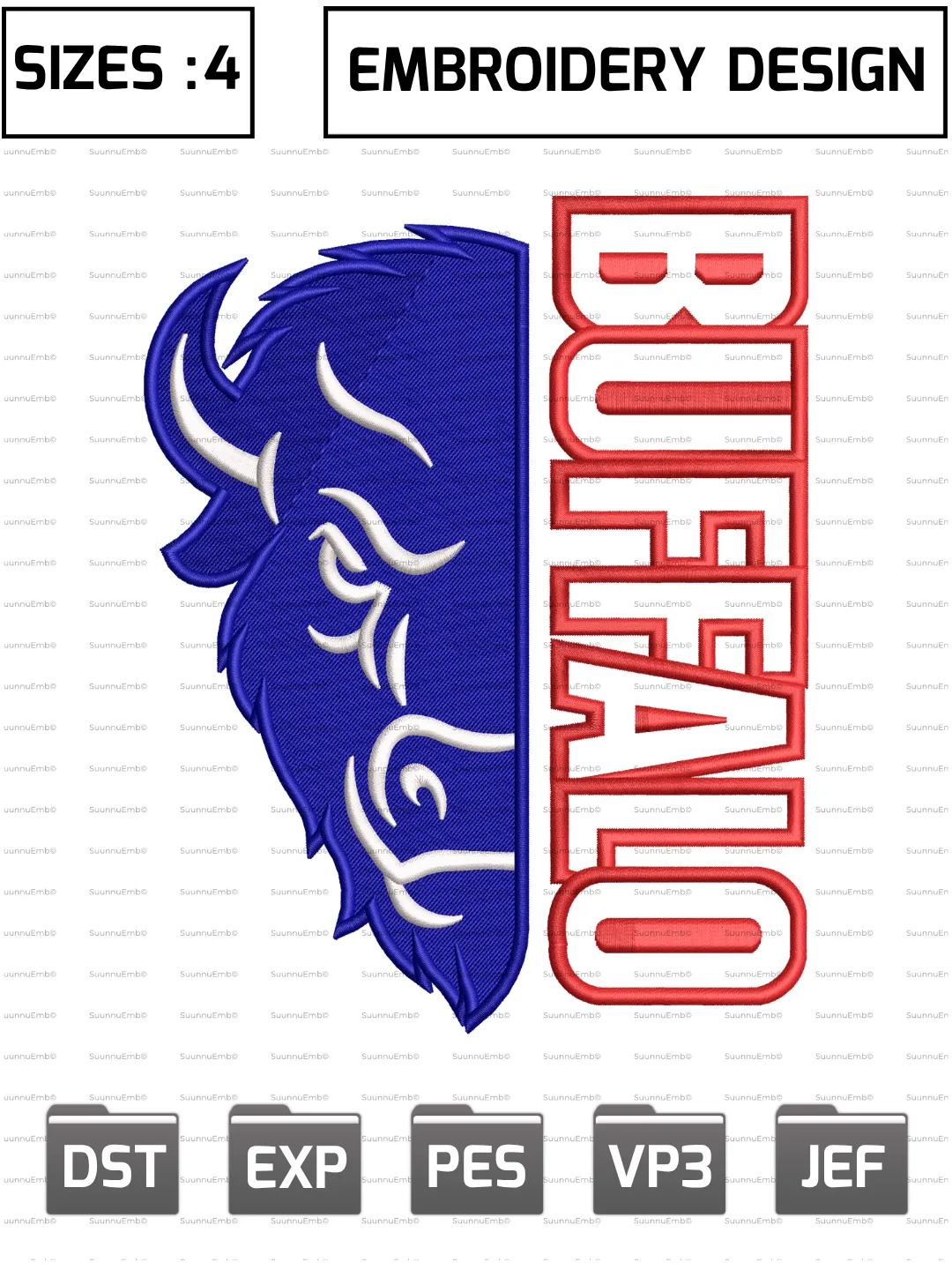 Buffalo Football Skyline Logo Embroidery Design,NFL Logos Embroidery Design,NFL Teams, Machine Embroidery Design File,4 Sizes, Digital Download