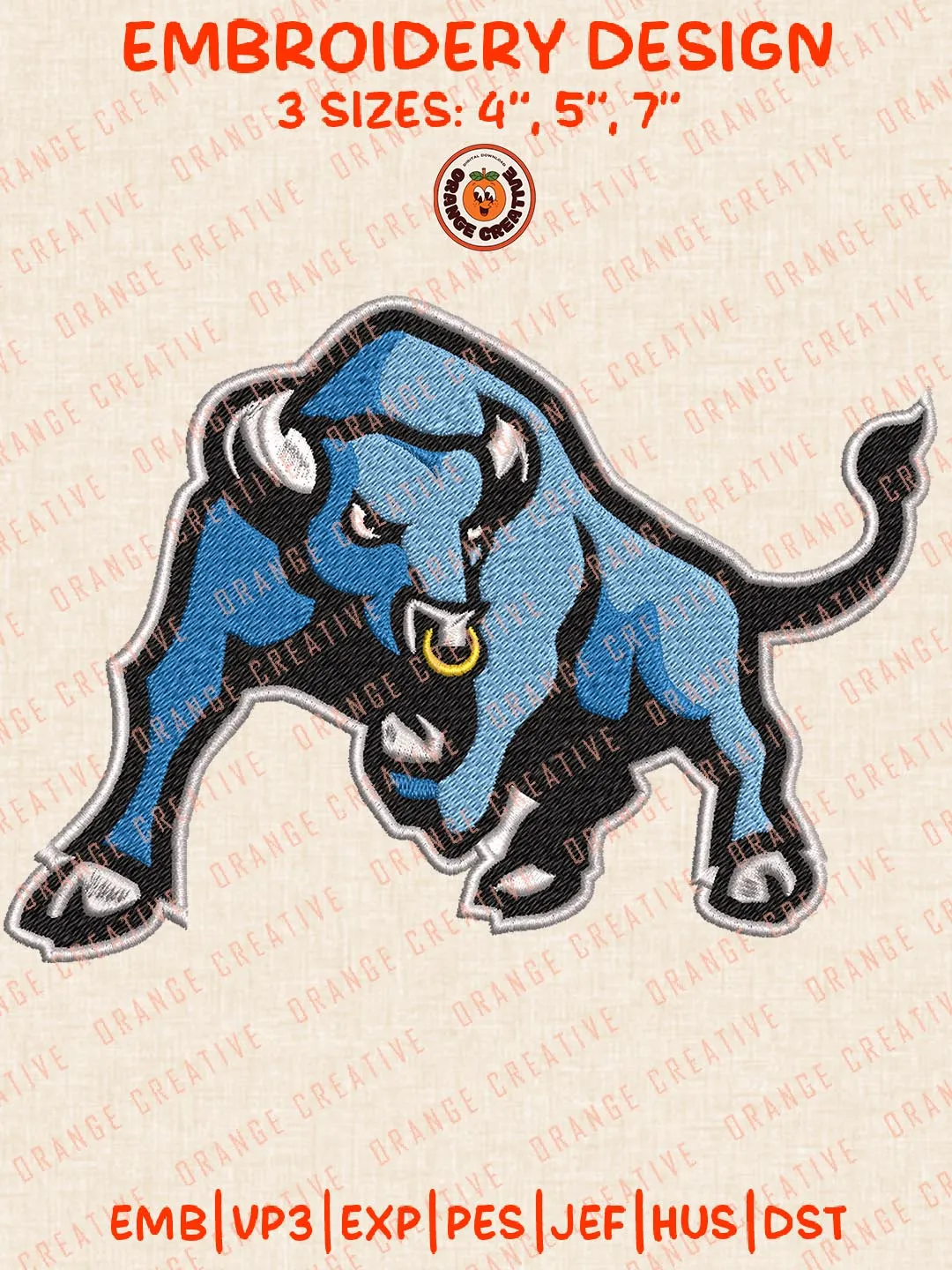 Buffalo Bulls Mascot Embroidery Design Files, NCAA Logos Embroidery Designs, NCAA Buffalo Machine Embroidery Files, 3 Sizes, Custom Sizes, Instant Download