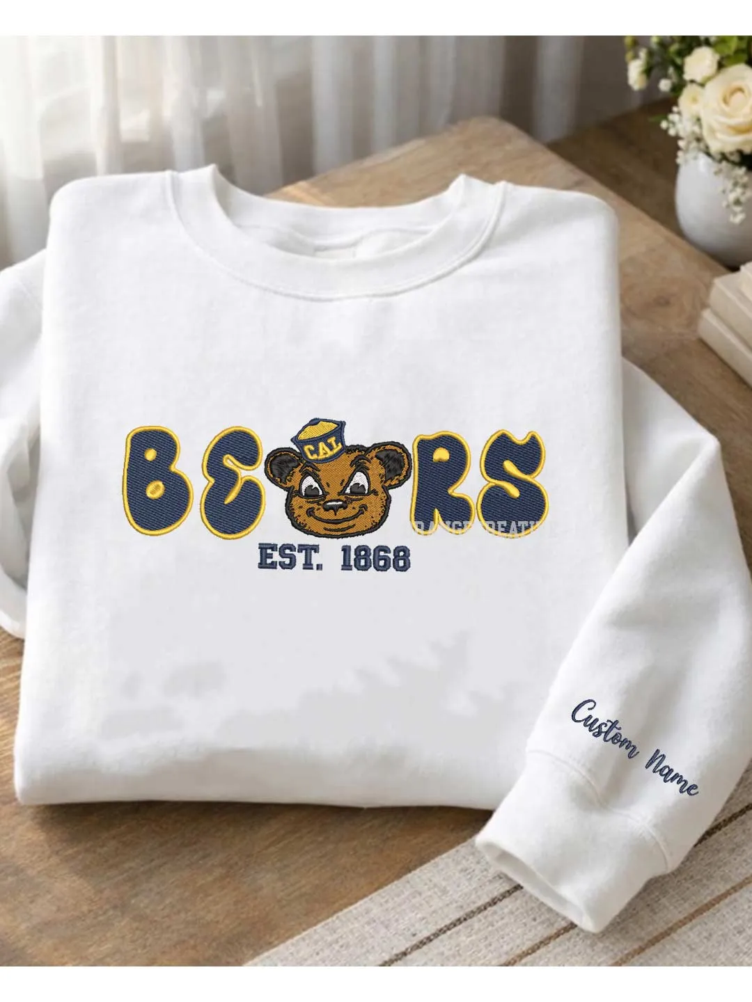 California Golden Bear Est Embroidered Sweatshirt, Sport Embroidered Crewneck, Football Embroidered Shirt, College Sweatshirt, Crewneck Gift