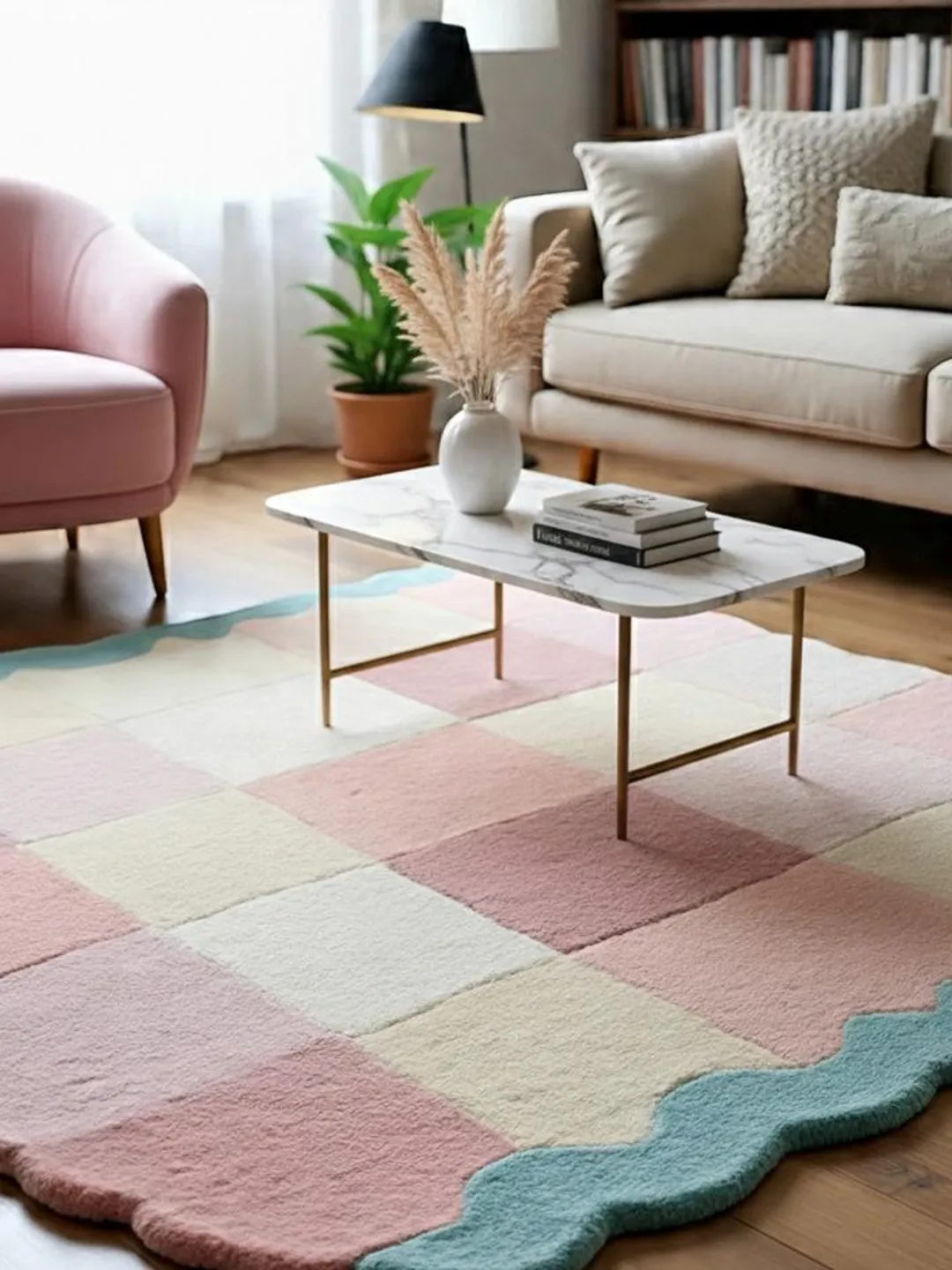 Floral Tufted Rug | Handmade Pastel Wool Area Rug